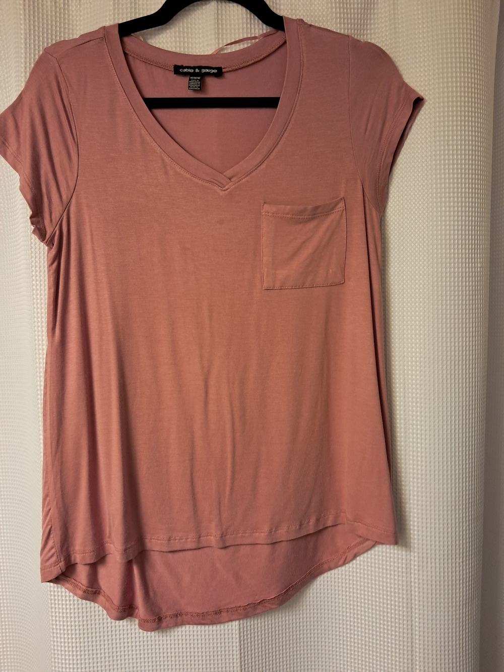 Cable & Gauge Dusty Rose V-Neck Pocket Tee
